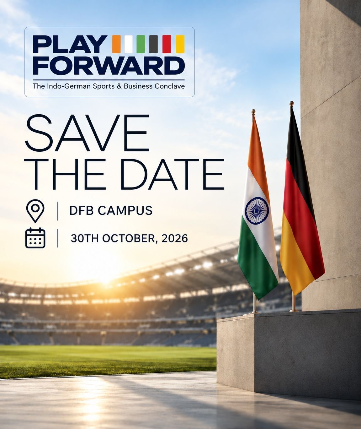 Play Forward save the date poster